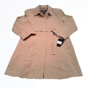 Utex Design Vintage Beige Cream Long Belted Raincoat w Liner Jacket Size L NWT